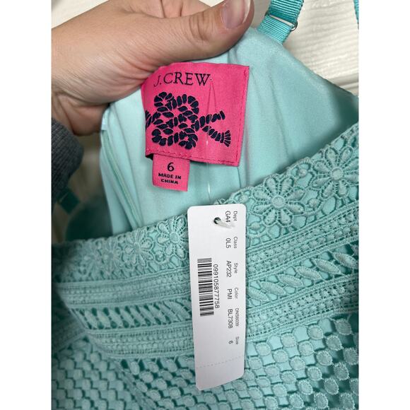 New J. Crew Midi Dress Geometric Sleeveless Lace Ruffle Sheath NWT - Picture 7 of 11